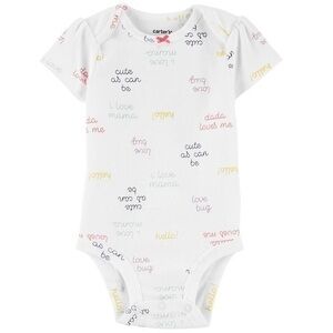 NWT. CARTER’S White Baby Onesie with Colorful Text